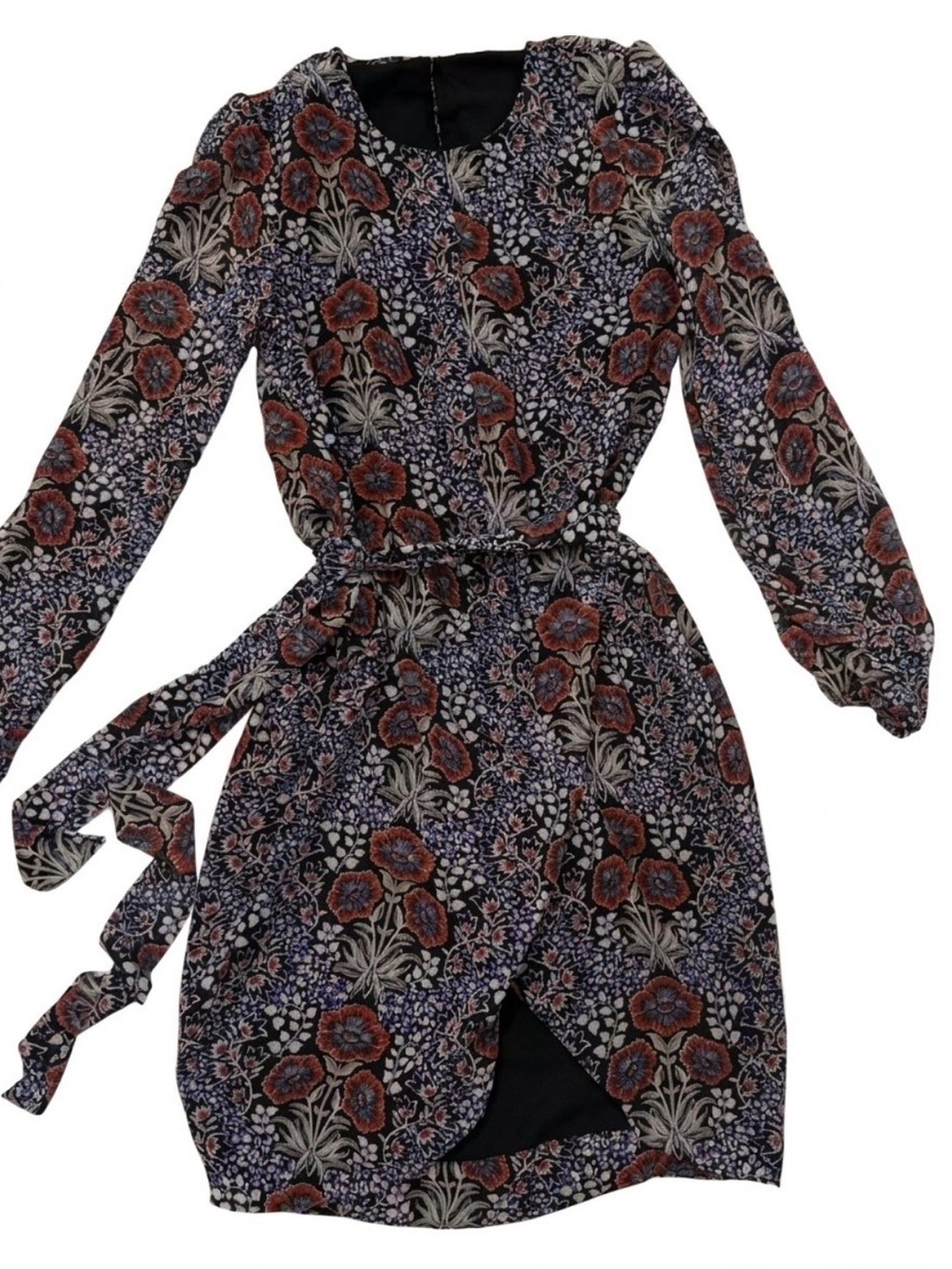 Walter Baker NWT Melissa Dress Navy Pansy Tie-Waist Midi Dress